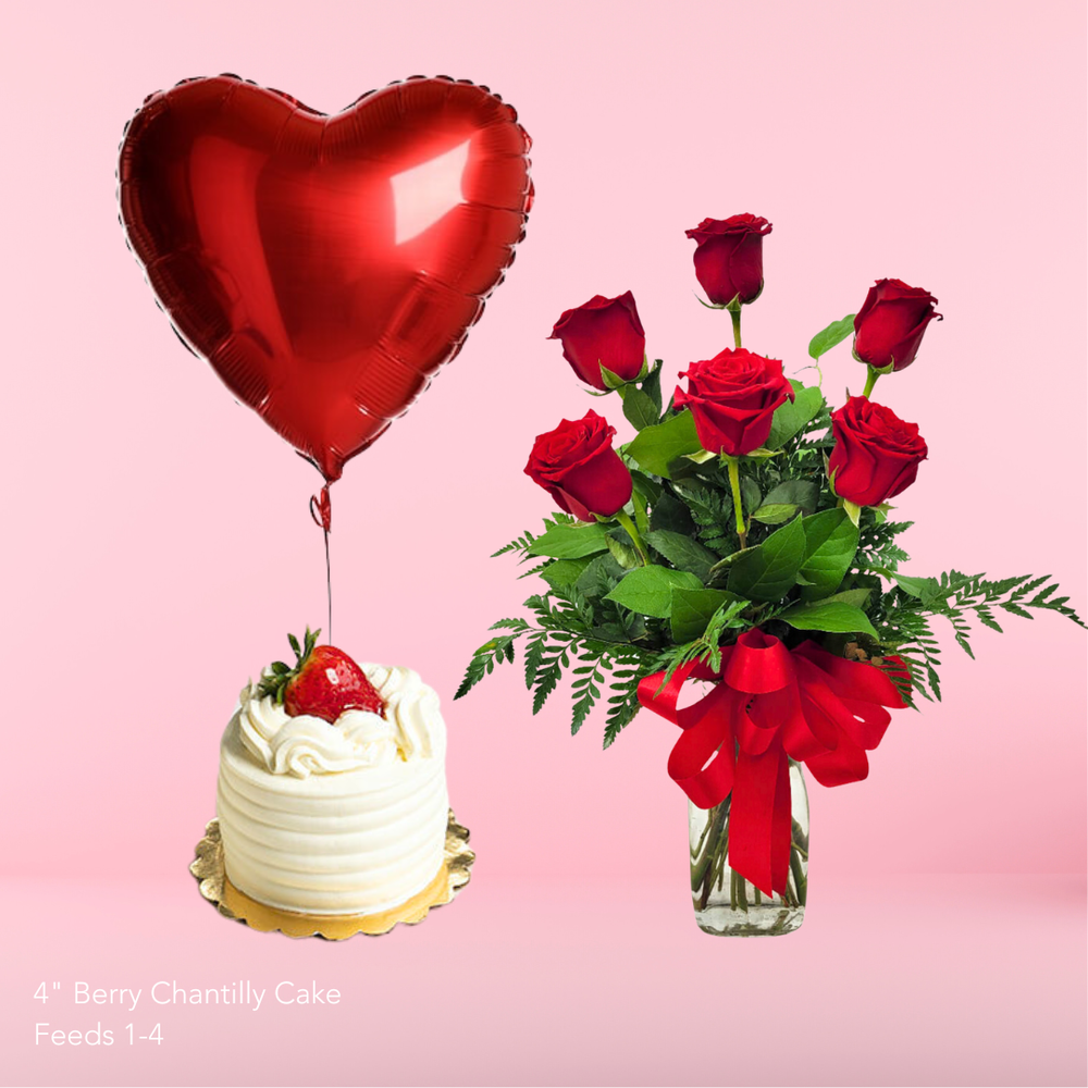Half Dozen, Mini Cake + Balloon — El Paso florist arrangement