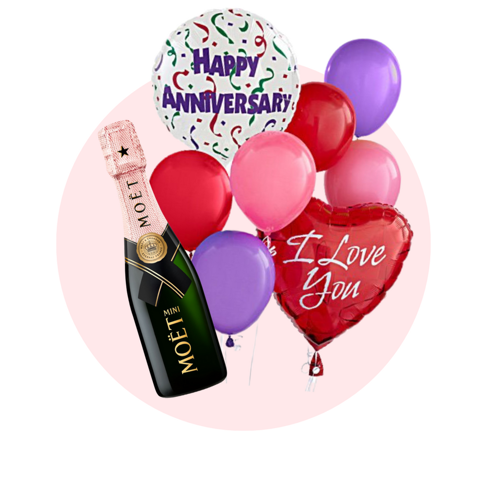 Moêt + Anniversary Balloon Bouquet — El Paso florist arrangement