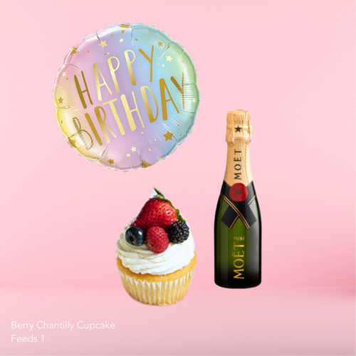 Cupcake, Mini Moet + Balloon — El Paso florist arrangement