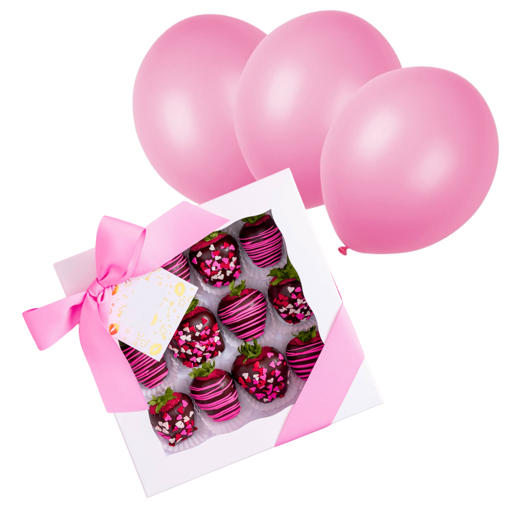 Chocolate Strawberries + 3 Balloons — El Paso florist arrangement