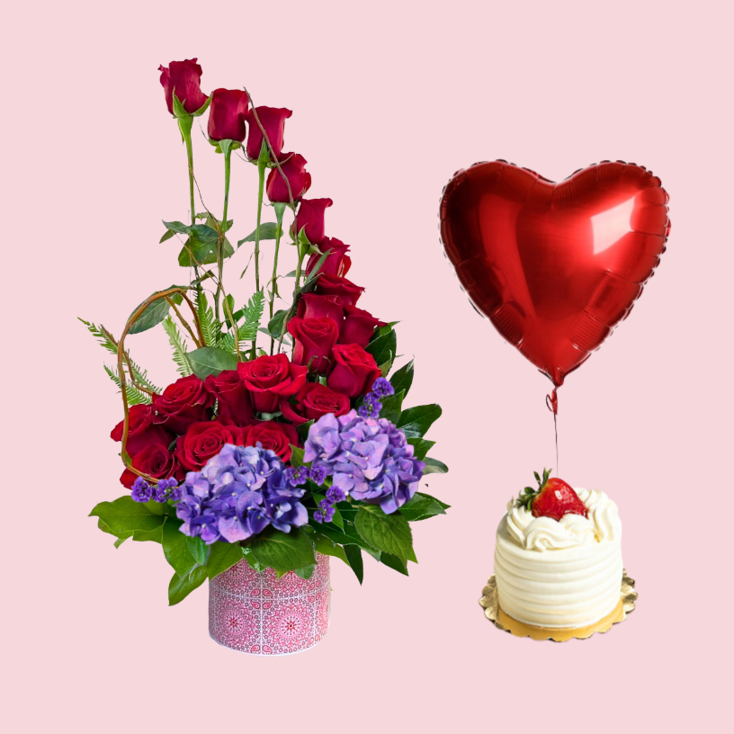 Rose Ladder, Cake, Balloon — El Paso florist arrangement
