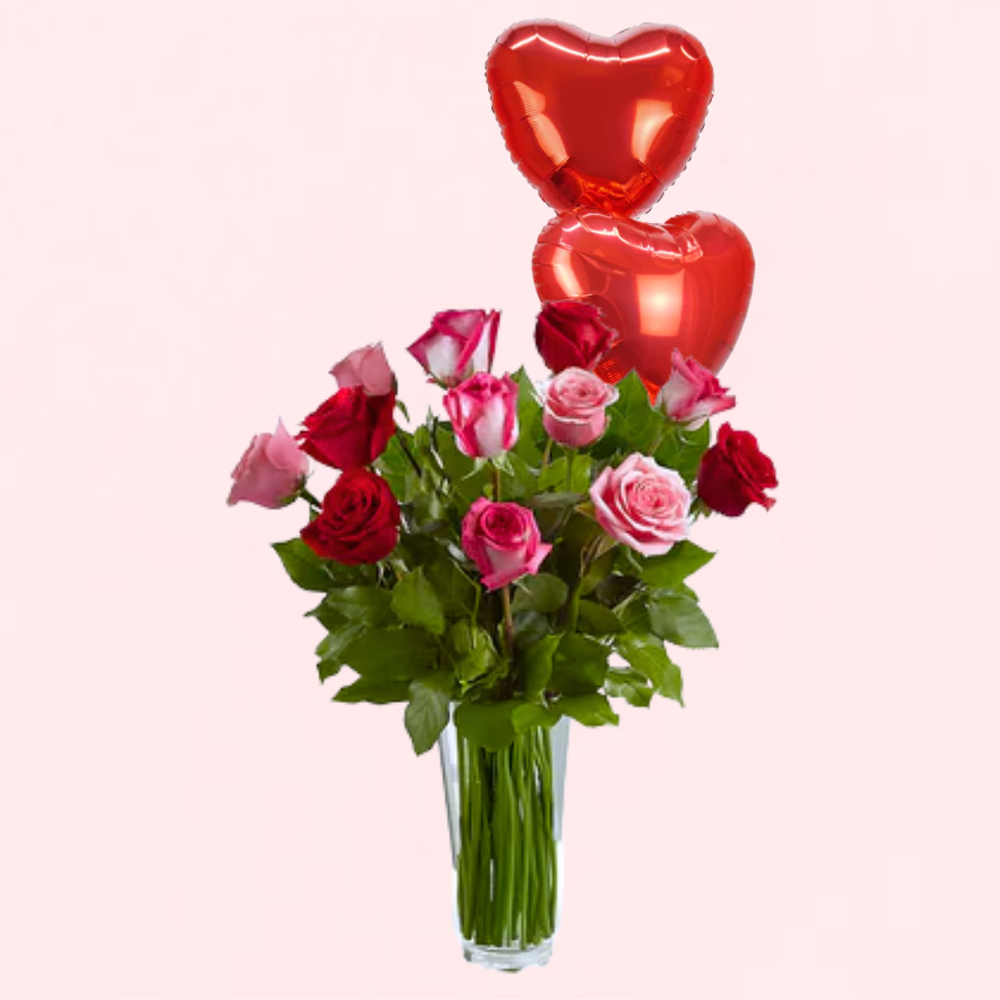 Lover's Dozen + Balloons — El Paso florist arrangement