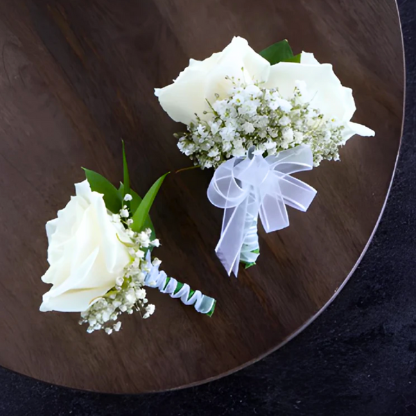 White Rose Corsage Set — El Paso florist arrangement