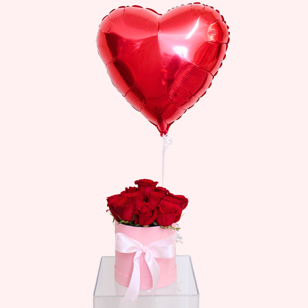 Rose Box + Heart Balloon — El Paso florist arrangement