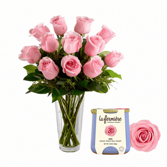Soft Pink Roses + La Fermiere Rose Yogurt — El Paso florist arrangement
