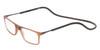 Profile View of Calabria SP02 Snap Magnetic Reading Glasses Blue Light Crystal Brown Adjustable Temples Around the Neck Hanging Readers