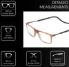 Frame Dimensions View of Calabria SP02 Snap Magnetic Reading Glasses Blue Light Crystal Brown Adjustable Temples Around the Neck Hanging Readers