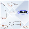 Collage View of Calabria SP02 Snap Magnetic Reading Glasses Blue Light Crystal Brown Adjustable Temples Around the Neck Hanging Readers