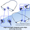 Functionality Illustration View of Calabria SP03 Snap Magnetic Reading Glasses Crystal Blue Front Connect Adjustable Temples Around Neck Hanging Readers