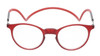 Front View of Calabria SP04 Snap Magnetic Reading Glasses Crystal Red Front Connect Adjustable Temples Around Neck Hanging Readers