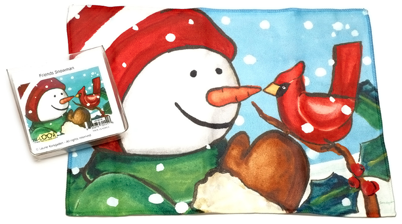 Holiday Christmas Theme Cleaning Cloth, Friends Snowman