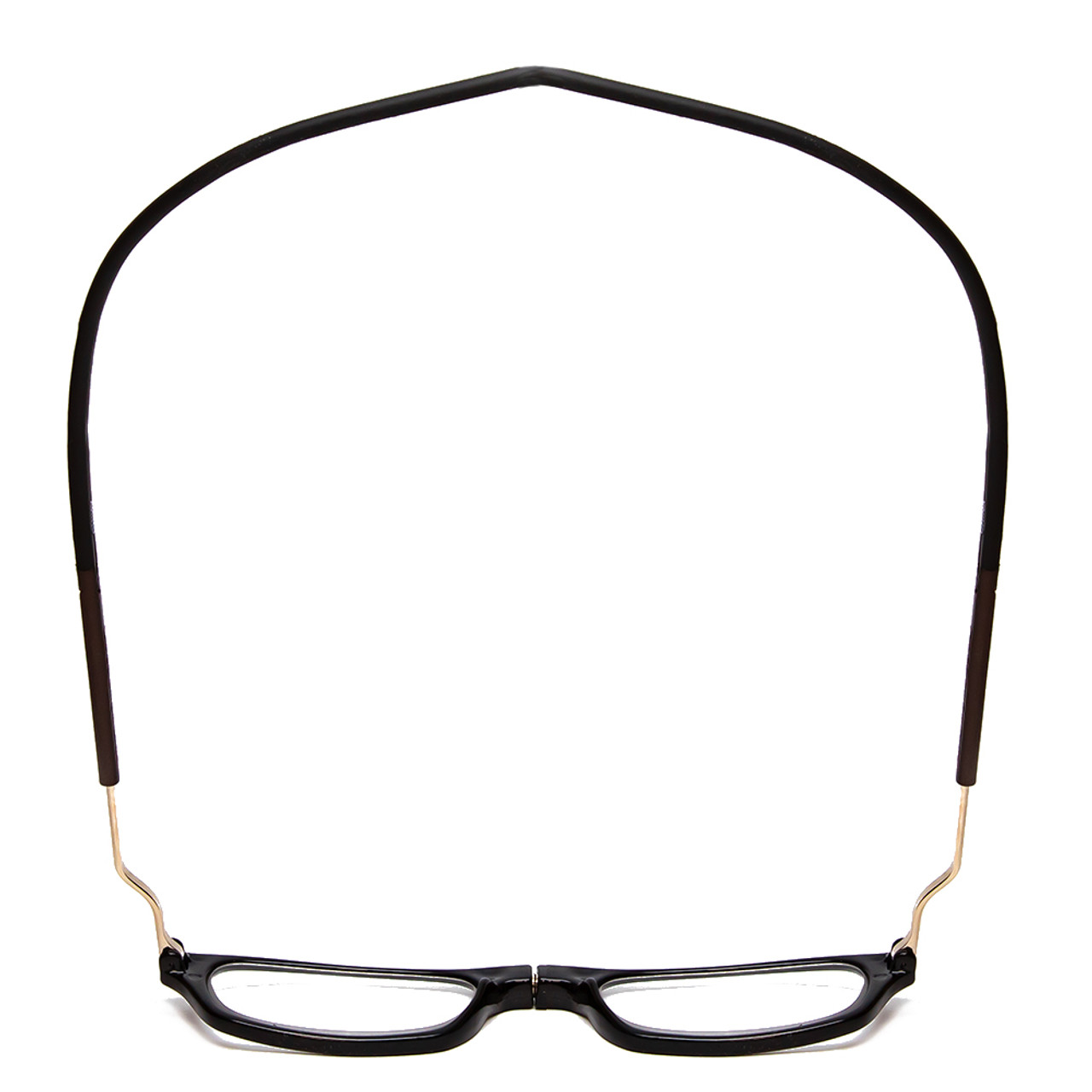 Top View of Snap Magnetic C1 Unisex Oval Designer Reading Glasses in Gloss Black Silver 52mm