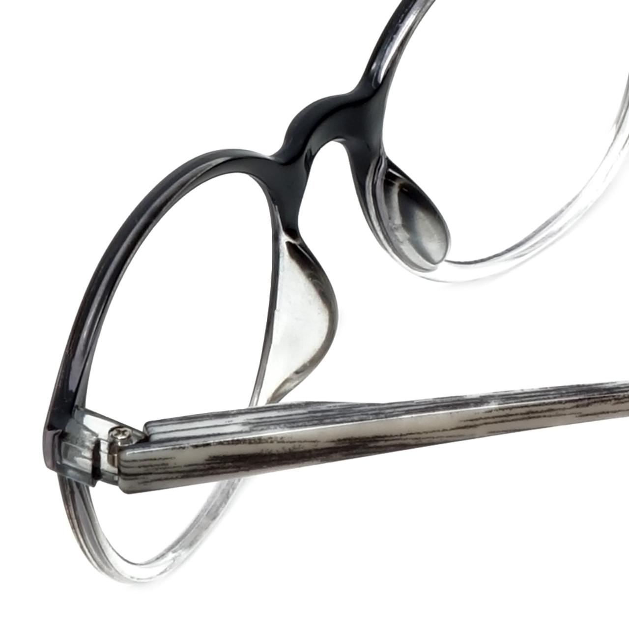 Close Up View of Calabria R770 Neck Hanging Designer Progressive Blue Light Glasses in Black 57mm