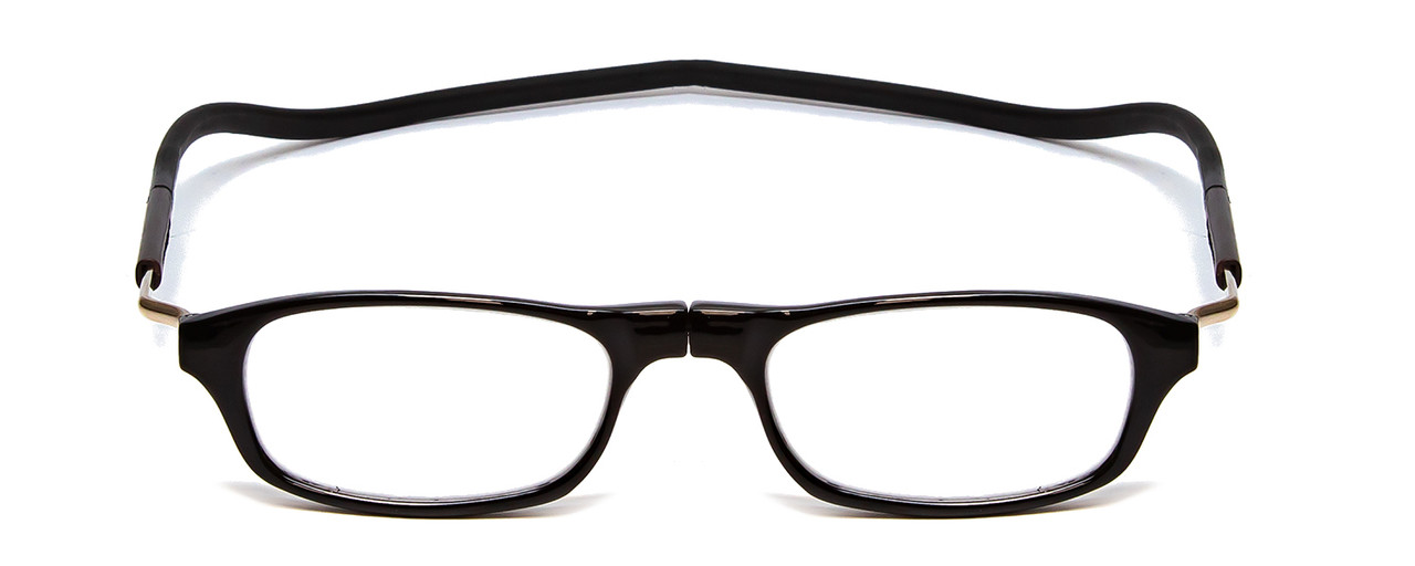 Front View of Snap Magnetic SP01-C1 Designer Progressive Prescription Rx Eyeglasses in Gloss Black Silver Unisex Oval Full Rim Plastic 52 mm