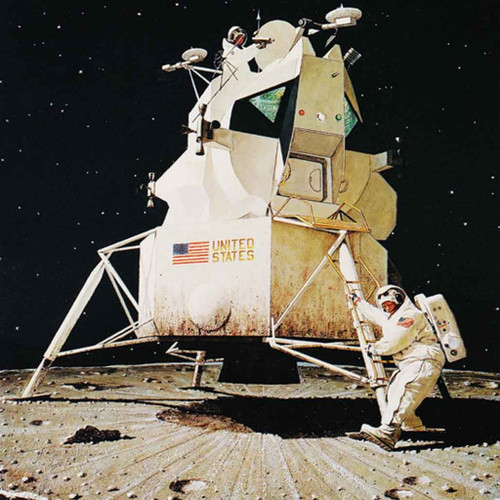 Norman Rockwell Famous Artwork Cleaning Cloth "Man On The Moon"