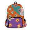 Fold up style backpack that features designs by Australian Aboriginal artists