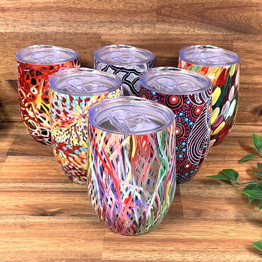 Aboriginal Design Stainless Steel Wine Tumblers