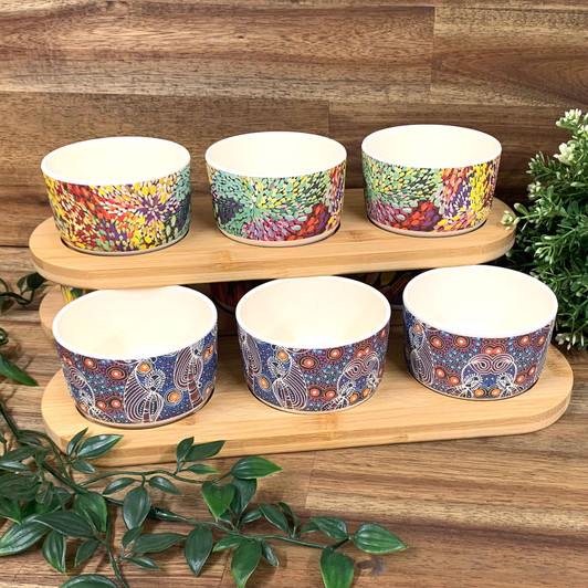 Aboriginal Design Bamboo Snack food set Aboriginal Design Bamboo Snack food set