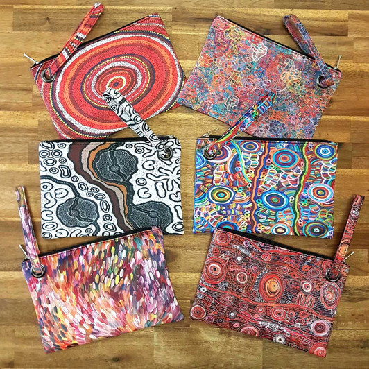 Women's Clutch featuring Aboriginal designs by Indigenous Australian artists Women's Clutch featuring Aboriginal designs by Indigenous Australian artists
