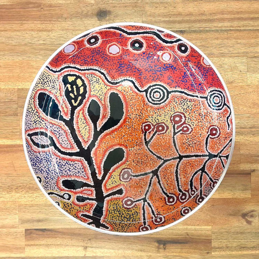 Aluminium salad bowls featuring the designs of talented Aboriginal artists