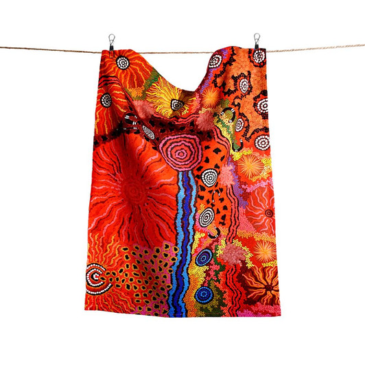 High quality cotton tea towels featuring designs by talented Aboriginal artists