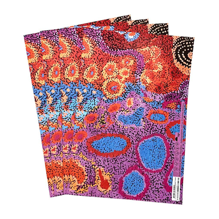 Gift wrapping paper featuring Aboriginal designs.