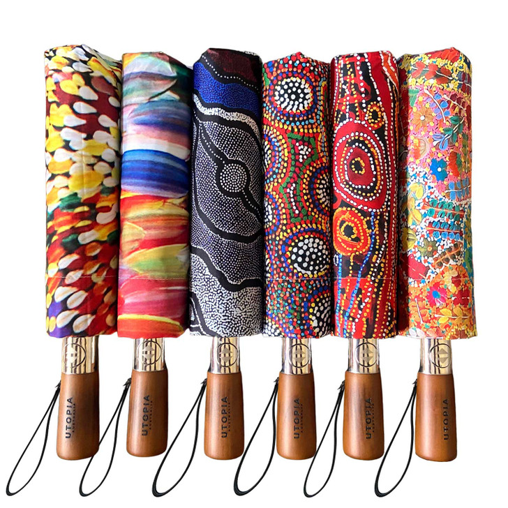 Aboriginal design umbrellas