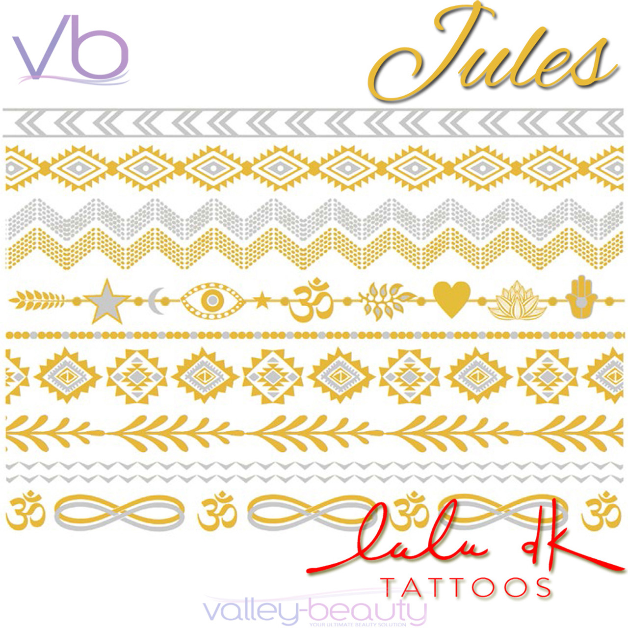 Lulu Dk Temporary Metallic Sexy Body Tattoos (Love Story), 1 Sheet 