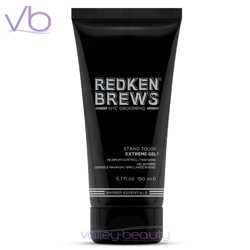 Redken Brews Stand Tough | Extreme Hold Gel with High Shine for Men