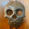 Veve Ogou Feray Skull Metal Wall Hanging Sculpture, Sugar Skull Skeleton Artwork, Handmade in Haiti, Recycled Metal 7.6 X 9.75 Inches