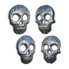 Veve Skull Metal Wall Hanging Sculpture, Set of 4, Sugar Skull Skeleton Artwork, Handmade in Haiti, Recycled Metal 7.6 X 9.75 Inches