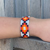Hand Woven Southwestern Style Bracelets, Narrow Beaded Bracelet, Casual Jewelry, White and Orange Seed Beads, Stack .75 x 7.25 Inches