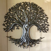 Modern Tree of Life, Garden Metal Plaque, Indoor and Outdoor Wall Décor 23 Inches Round Haitian Art