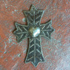 Small Decorative Cross with Flower, Bronzed Metal, Handmade from Recycled Material, Wall Hanging Collection, Milagro Charm 4 x 6 Inches
