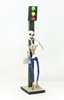 La Catrina Mexican Skeleton, Hand Painted Lady of The Night, Blue Outfit, Folk Art Doll, Day of The Dead Decorations