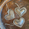 heart ornament set Haiti, handmade Valentine gifts, upcycled metal hearts, rustic heart décor