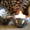 Small Set of 2 Metal Tulip Candle Holders, Decorative Tabletop Handmade Haitian Art 4.5"