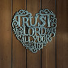 Trust in the Lord with all your Heart Wall Hanging Plaque, Spiritual Sculpture, Heart Design, Handmade in Haiti from Recycled Steel Barrels