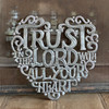 Trust in the Lord with all your Heart Wall Hanging Plaque, Spiritual Sculpture, Heart Design, Handmade in Haiti from Recycled Steel Barrels