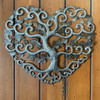 Sacred Heart Wall Decor, Outdoor Artwork, Family Tree with Curly Roots, Metal Haitian Wall Hanging Decor 17 Inches