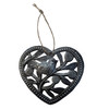 Heart Ornament with a Flower and Bird Cut Out, 4.5 x 4.5 Inches, Handcrafted in Haiti, Decorative Christmas Ornaments