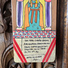 ayacucho peru, andean folk art, house blessing, house dedication board, latin american folk art, hand painted wood panel, indigenous art peru, artes de sarhua, narrative painting, village life art, ethnographic art