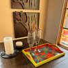 Hand Painted  Bright Floral Tray, Caribbean Folk Art by Haitian Artist Blaise