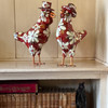Bright Red Hand Painted Rooster in a Top Hat with Swirls Whimsical Paper Mache