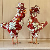 Bright Red Hand Painted Rooster in a Top Hat with Swirls Whimsical Paper Mache