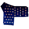 Handmade Fair Trade Table Runner, Navy Blue Base Color with Earth tone Geometric Designs with Tassel Ends