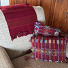 Copy of Handmade Fair Trade Table Runner, Dark Red Base Color with Red Geometric Designs with Tassel Ends