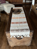 Handmade Fair Trade Table Runner, Cream Base Color with Brown Geometric Designs with Tassel Ends