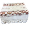 Handmade Fair Trade Table Runner, Cream Base Color with Gold and  Brown Geometric Designs with Tassel Ends