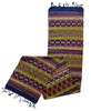 Guatemalan Handmade Table Runner, Blue Base Color and Multi-colored Geometric Designs